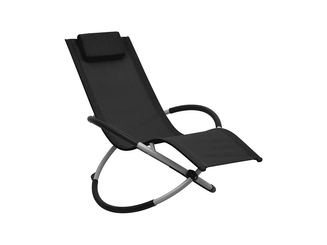 Chaise longue enfant textilène noir et métal gris Ardec