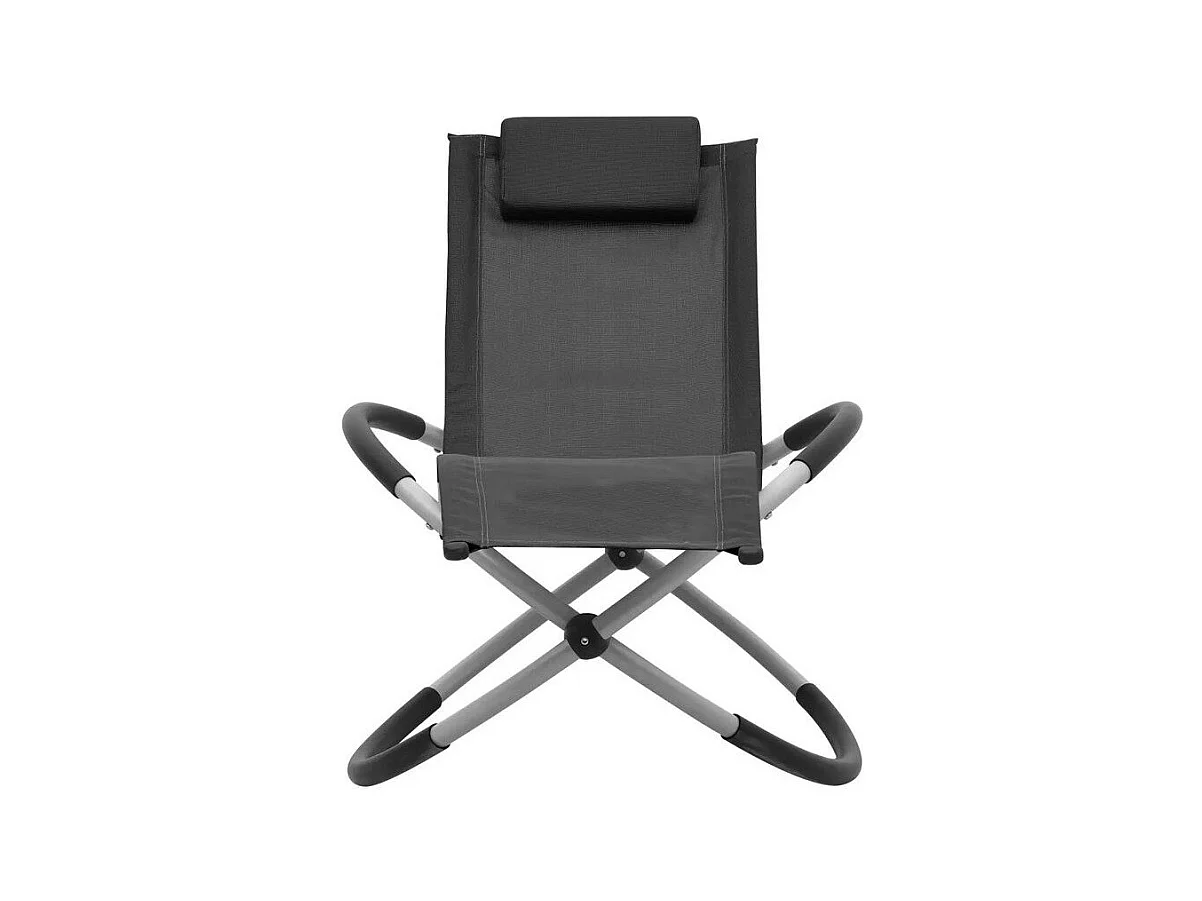 Chaise longue enfant textilène noir et métal gris Ardec