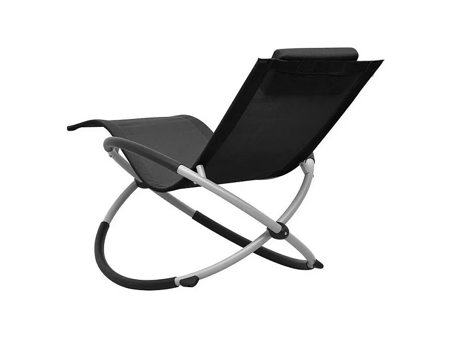 Chaise longue enfant textilène noir et métal gris Ardec