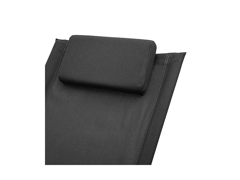 Chaise longue enfant textilène noir et métal gris Ardec