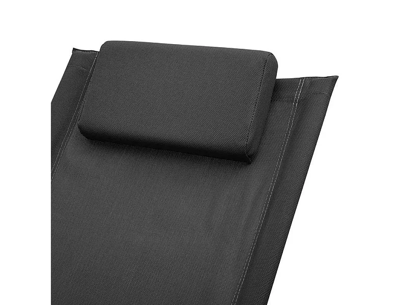 Chaise longue enfant textilène noir et métal gris Ardec