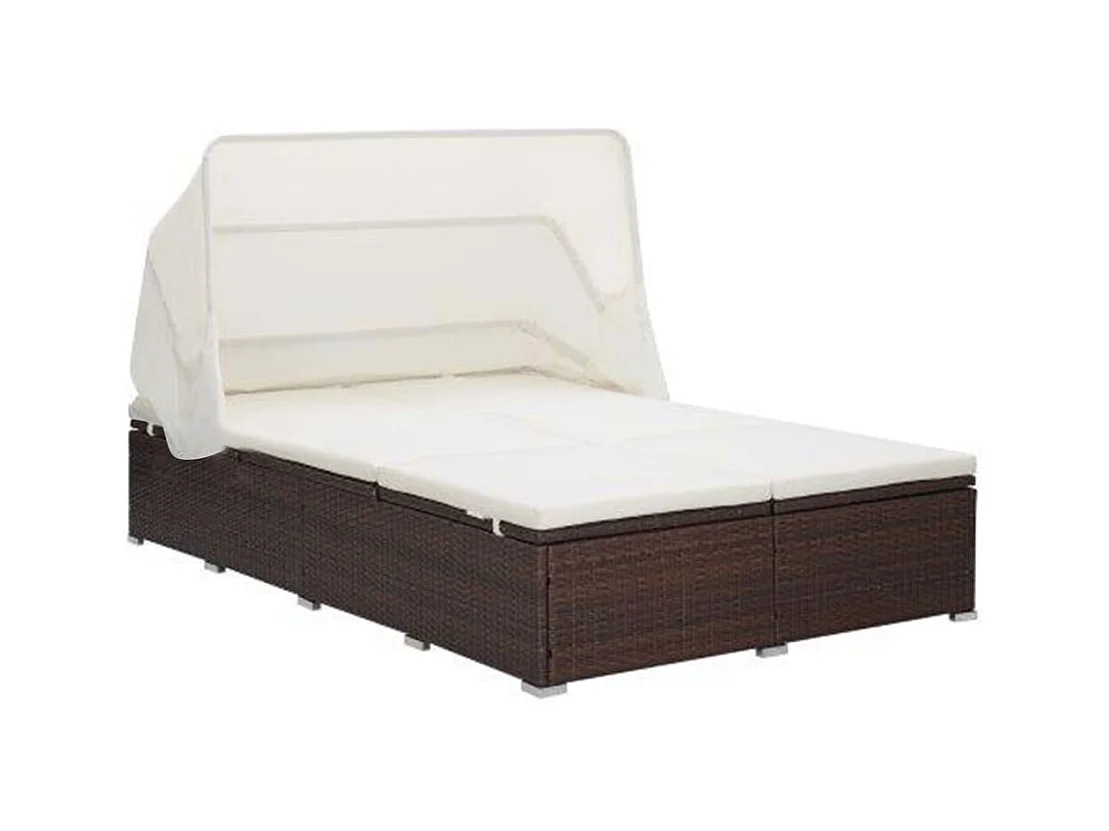 Transat à 2 places avec coussin Résine tressée Marron