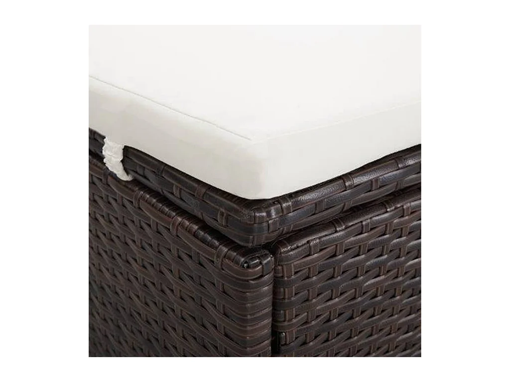 Transat à 2 places avec coussin Résine tressée Marron