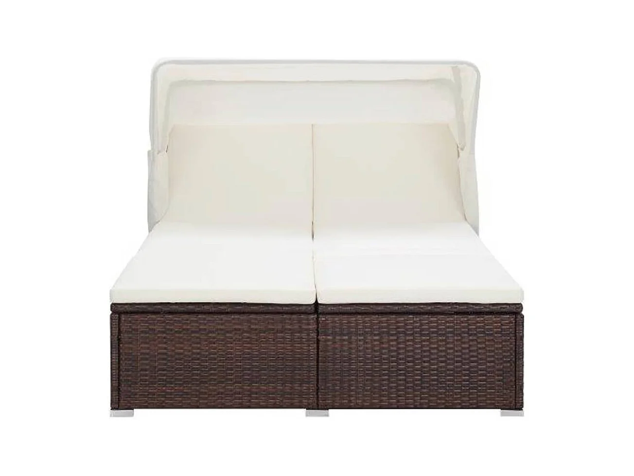 Transat à 2 places avec coussin Résine tressée Marron