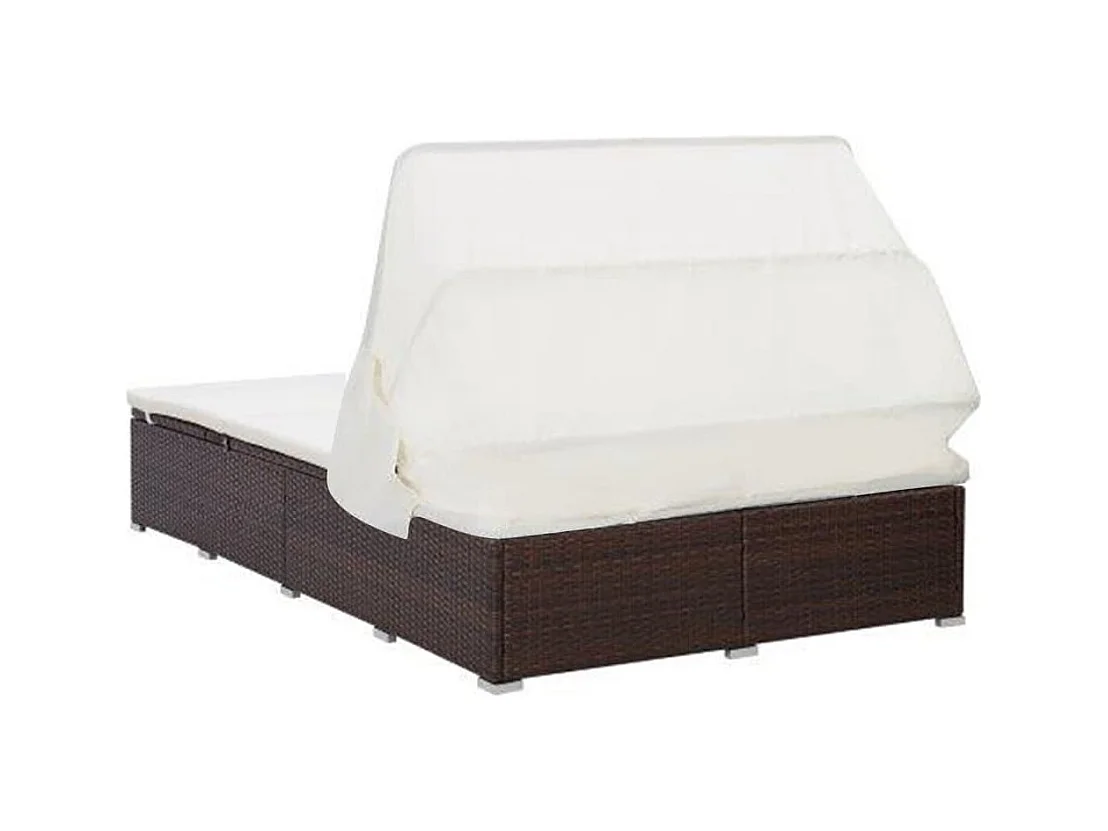 Transat à 2 places avec coussin Résine tressée Marron