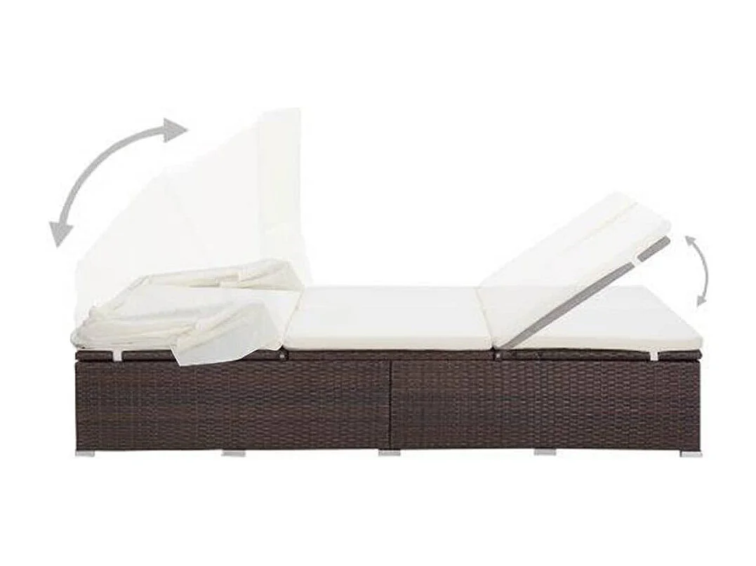 Transat à 2 places avec coussin Résine tressée Marron