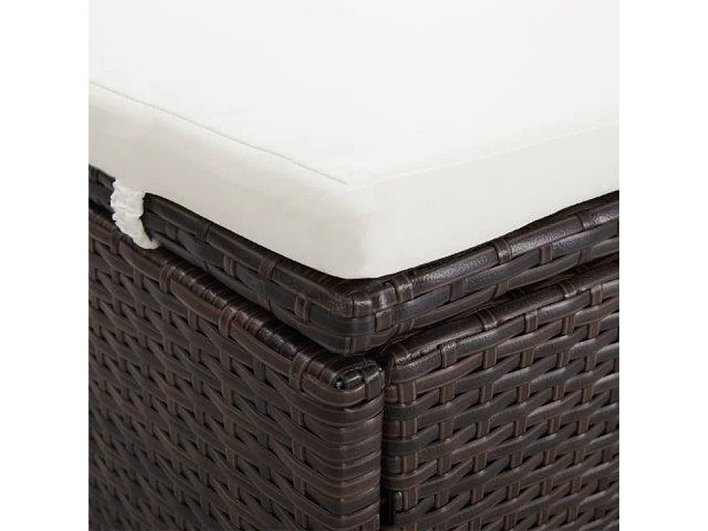 Transat à 2 places avec coussin Résine tressée Marron