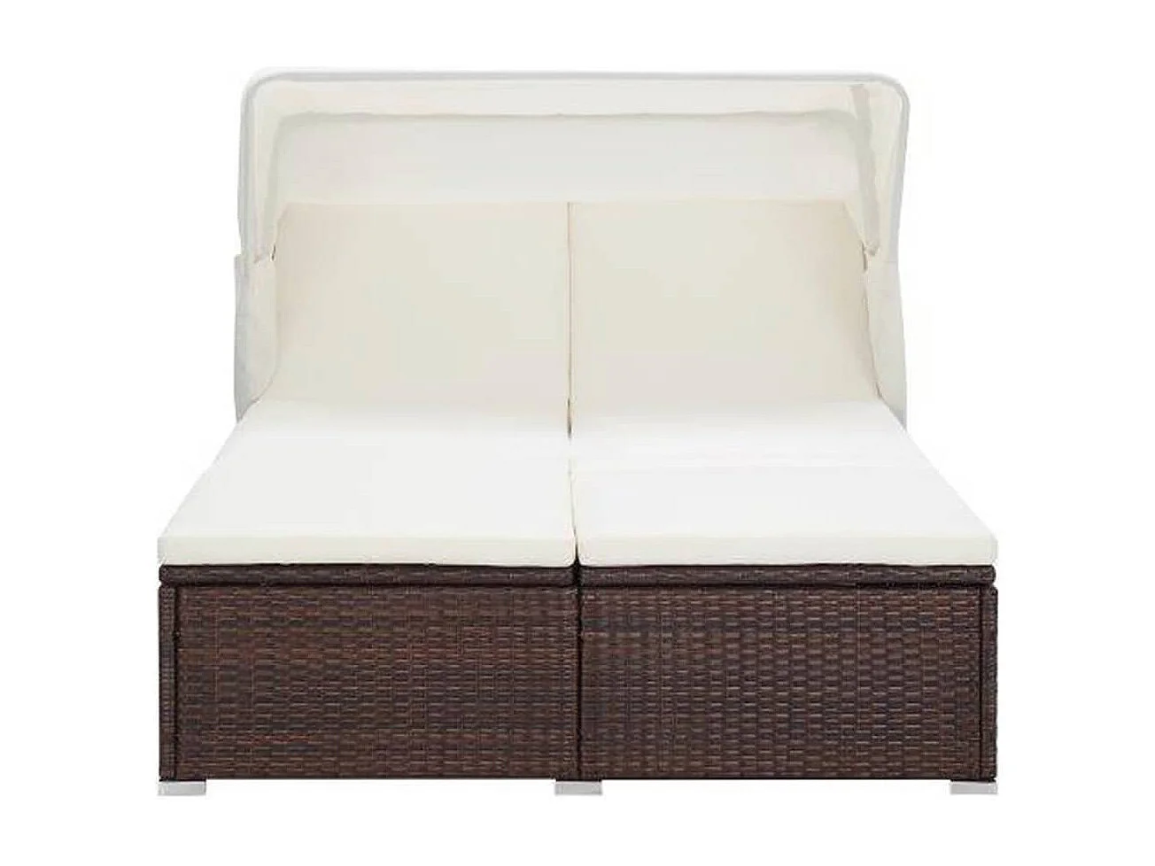 Transat à 2 places avec coussin Résine tressée Marron