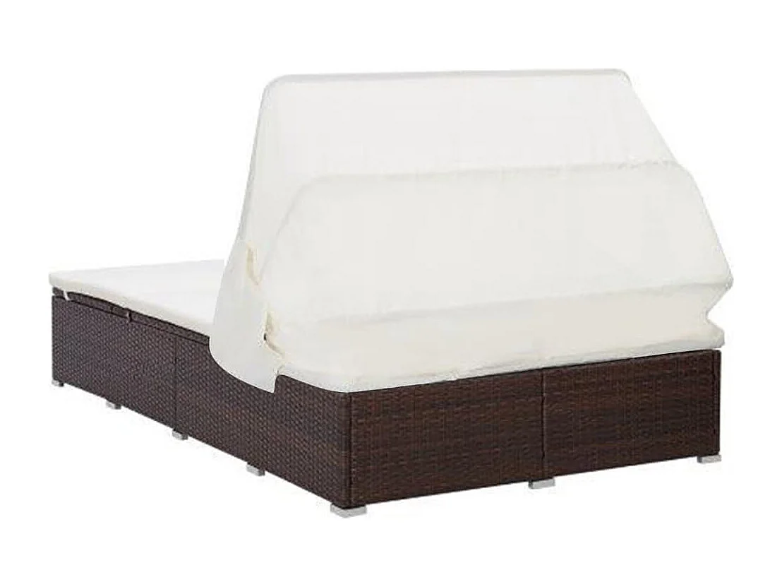 Transat à 2 places avec coussin Résine tressée Marron