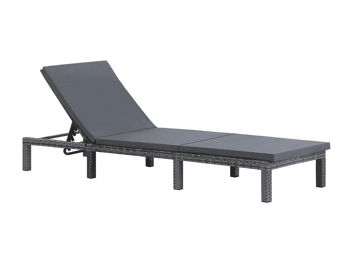 Chaise longue tissu et résine tressée gris Ashné