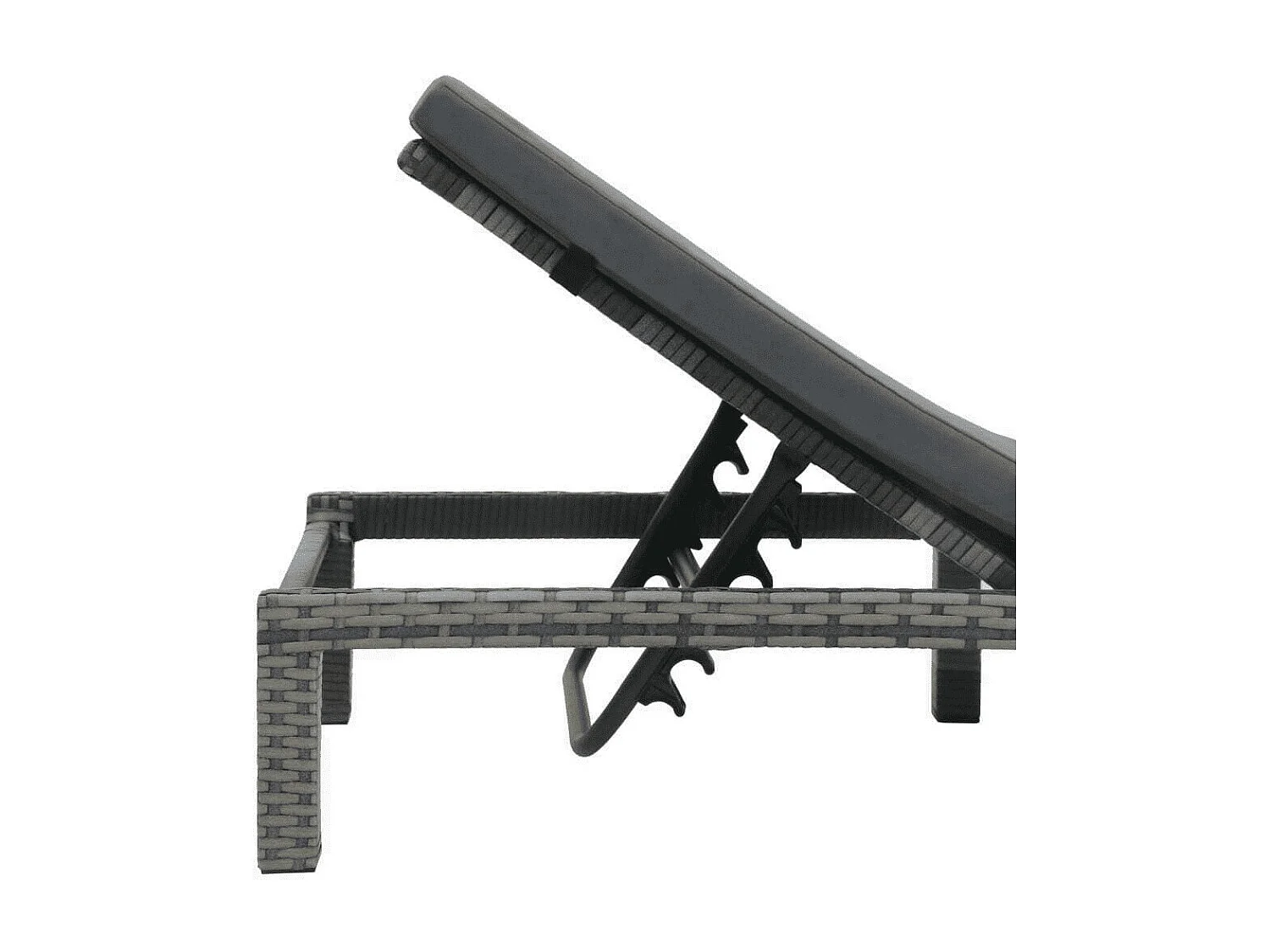 Chaise longue tissu et résine tressée gris Ashné