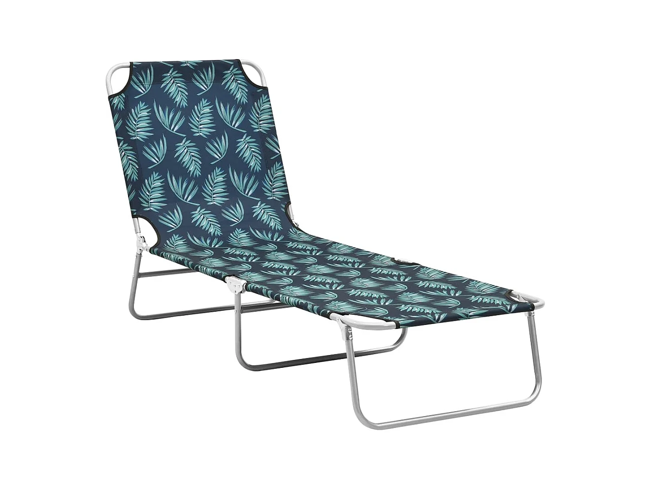 Chaise longue pliable Acier et tissu Motif de feuilles