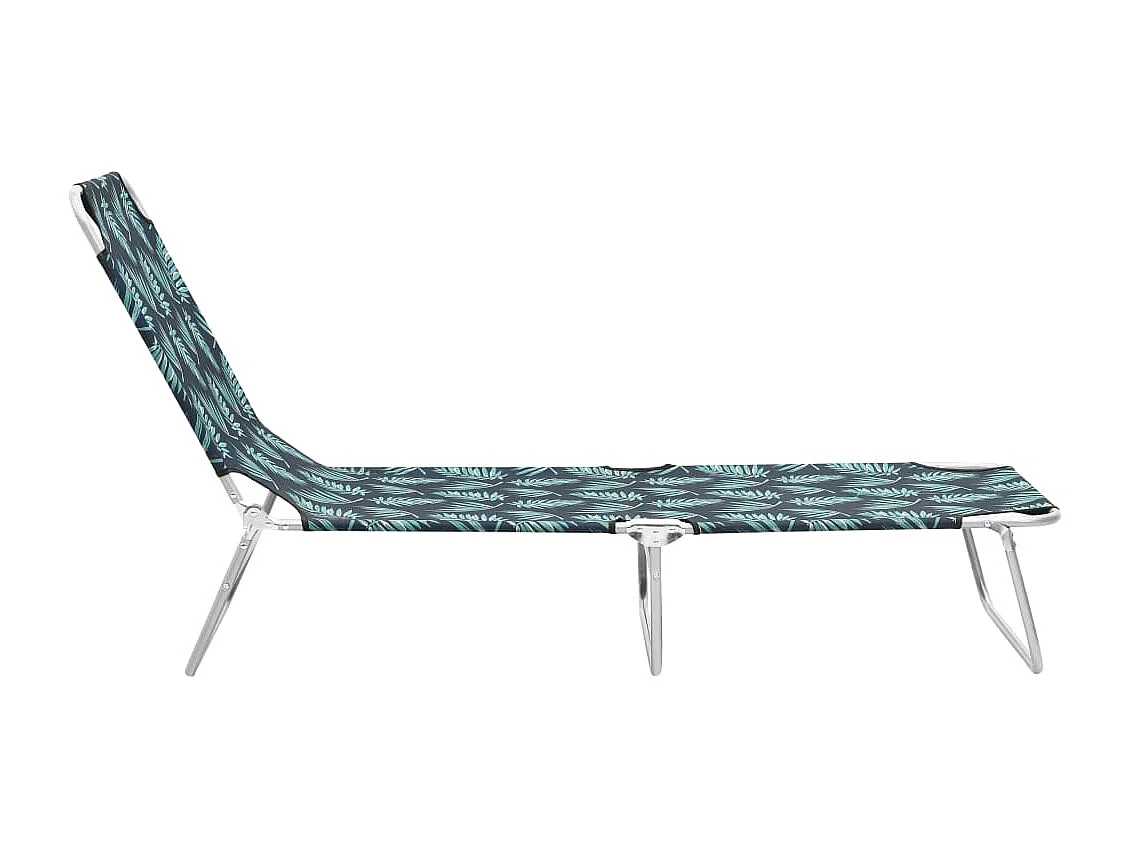 Chaise longue pliable Acier et tissu Motif de feuilles