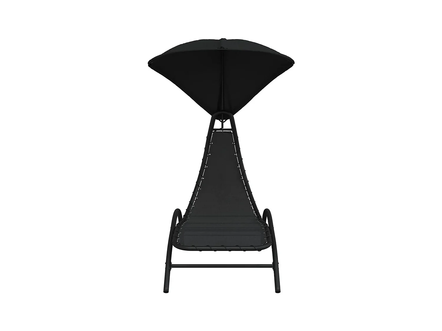 Chaise longue avec auvent noir 167x80x195 tissu et acier