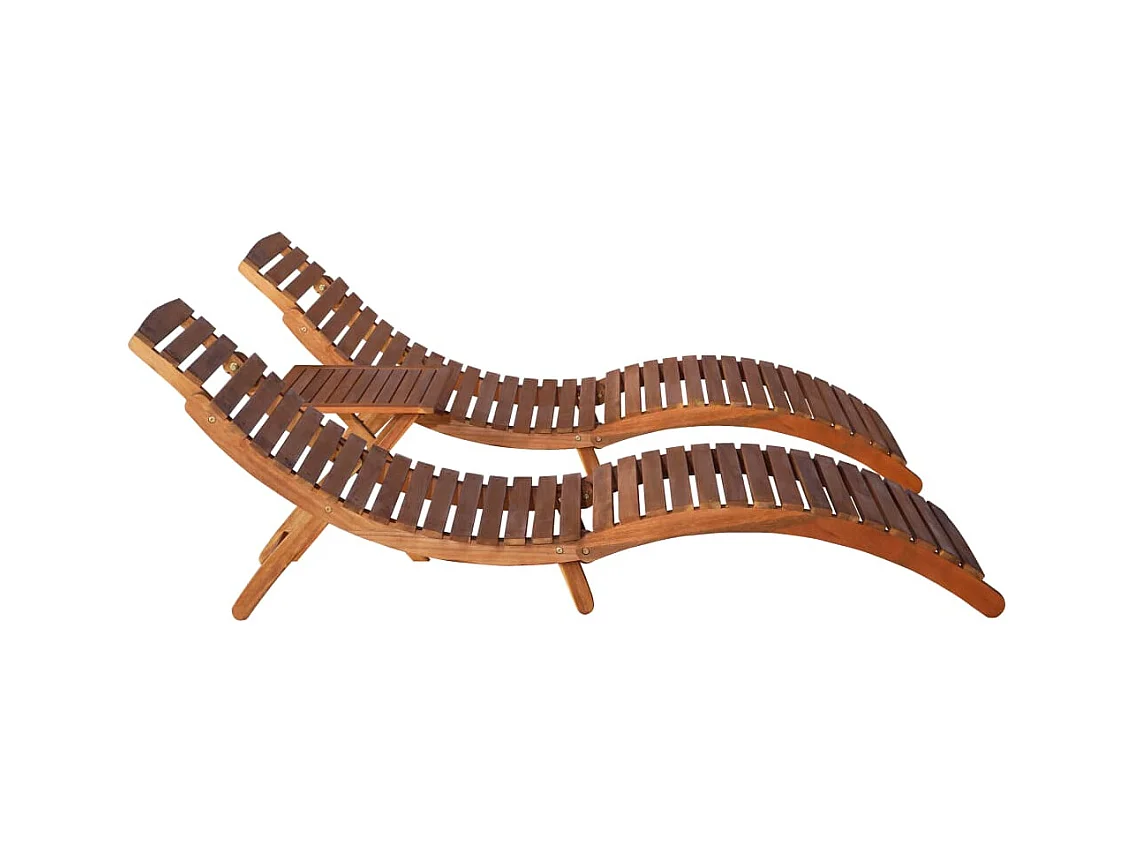 Chaise longue avec table à thé 3 pcs Bois d'acacia massif