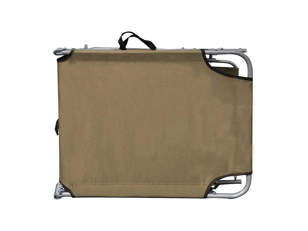 Chaise longue pliable avec auvent tissu taupe et métal Sher