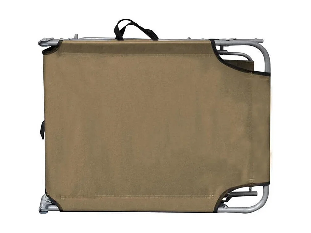 Chaise longue pliable avec auvent tissu taupe et métal Sher