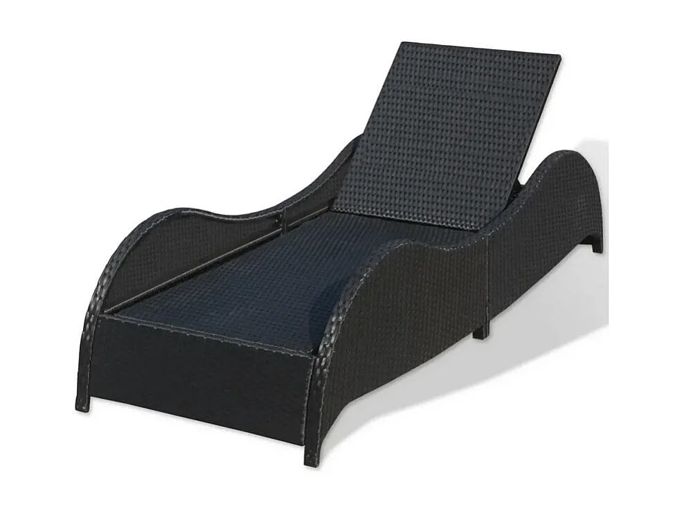 Chaise longue tissu blanc et résine tressée noire Leffo