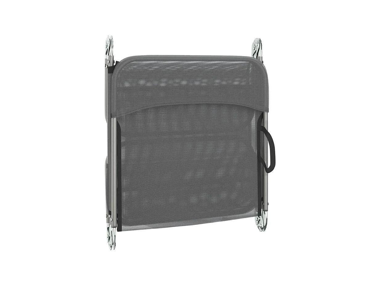 Chaises longues pliables 2 pcs gris textilène et acier