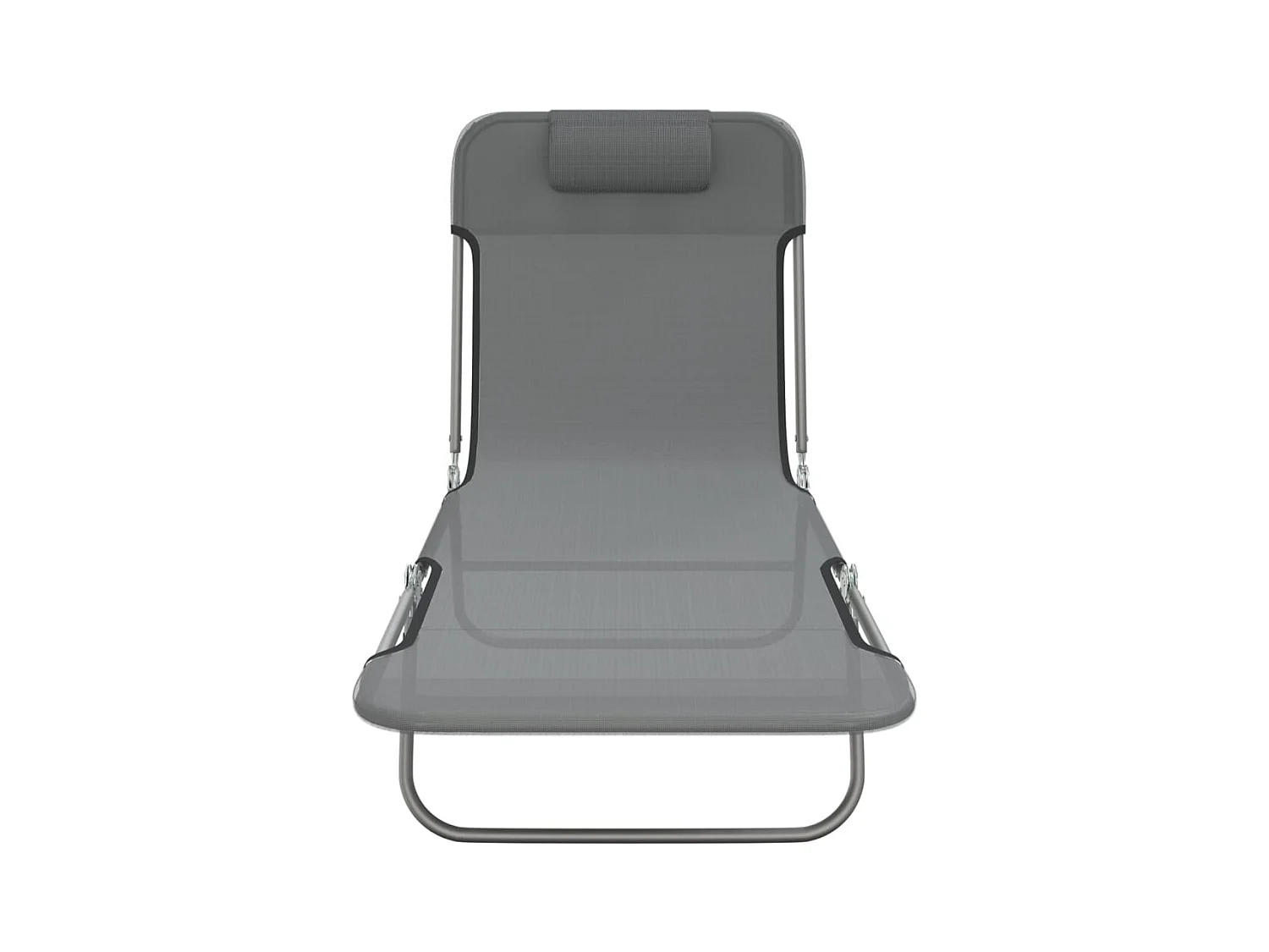 Chaises longues pliables 2 pcs gris textilène et acier