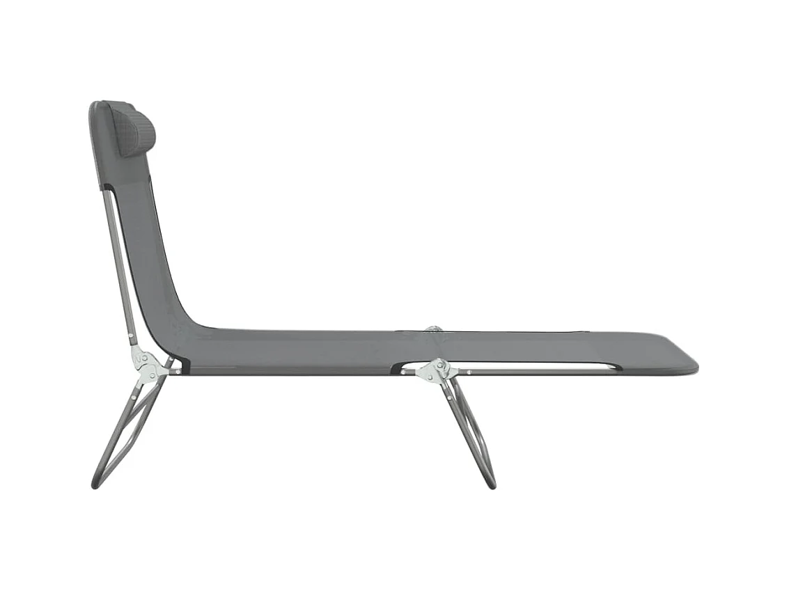 Chaises longues pliables 2 pcs gris textilène et acier