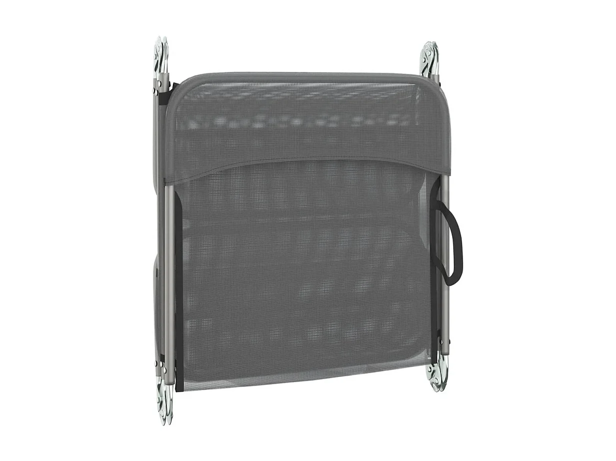 Chaises longues pliables 2 pcs gris textilène et acier