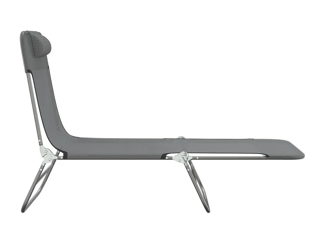 Chaises longues pliables 2 pcs gris textilène et acier