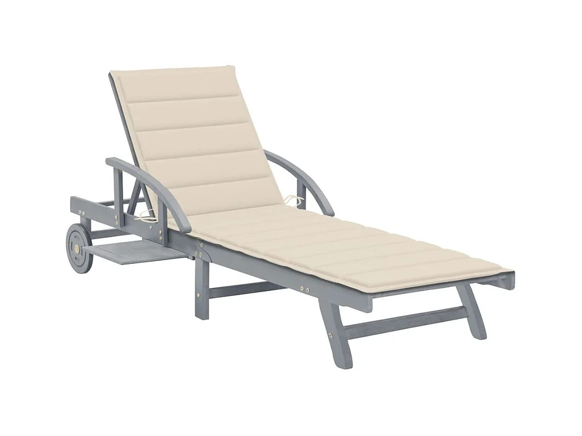 Chaise longue de jardin avec coussin Bois d'acacia solide 33
