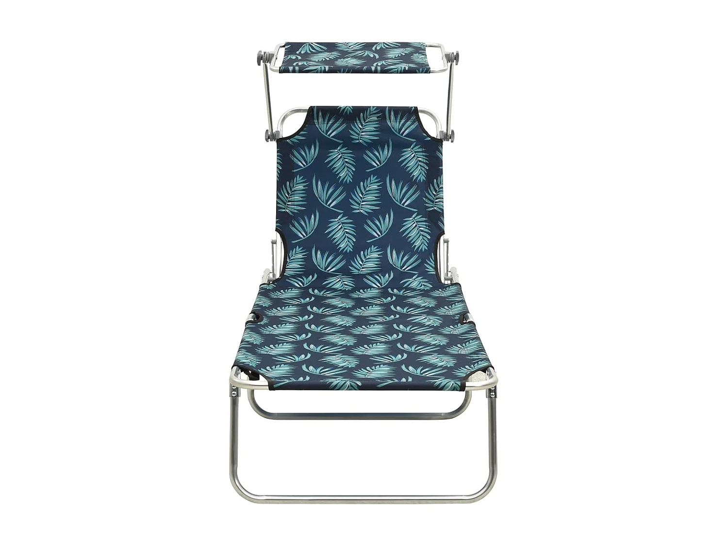 Chaise longue pliable avec auvent Motif de feuilles Aluminium