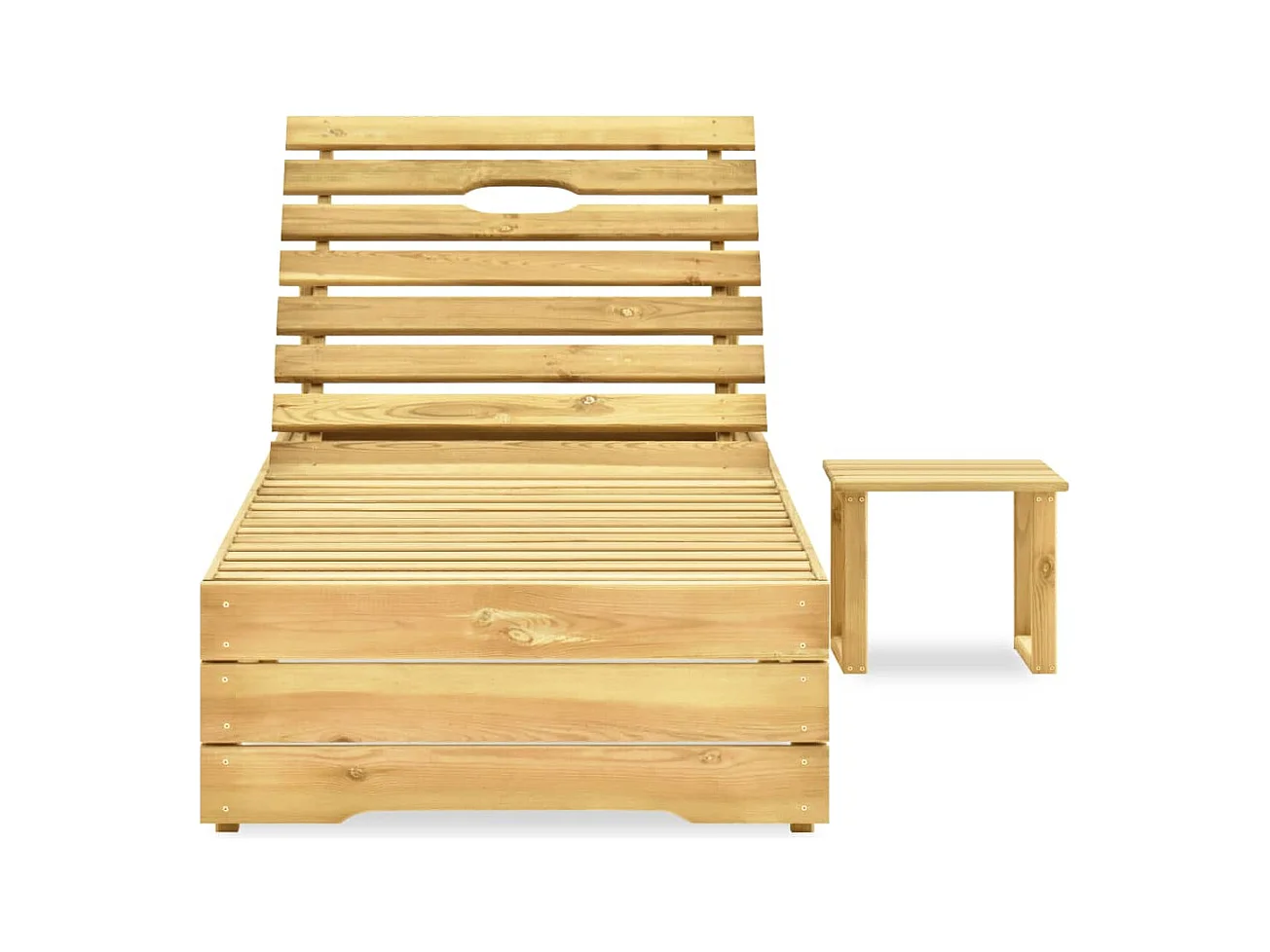 Chaise longue avec table Bois de pin imprégné de vert