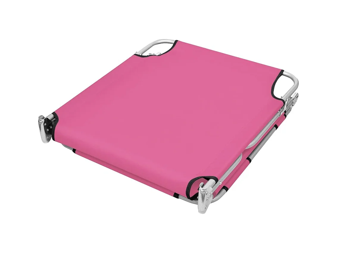 Chaise longue pliable avec coussin de tête Acier Rose magento