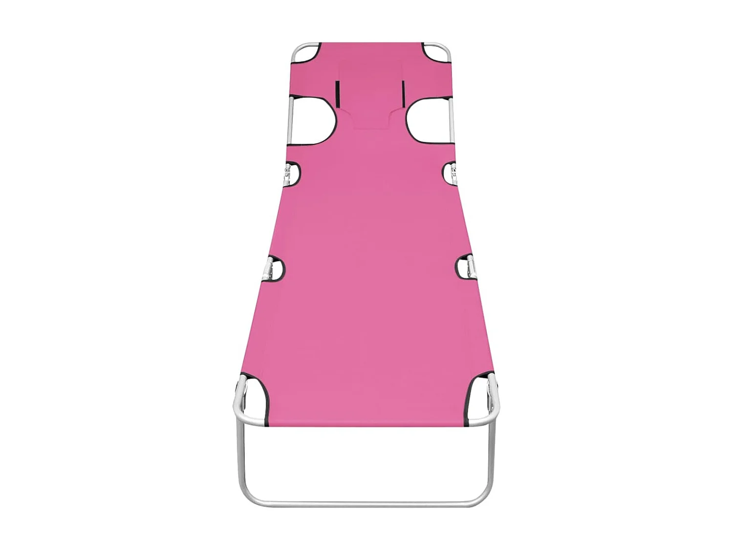 Chaise longue pliable avec coussin de tête Acier Rose magento