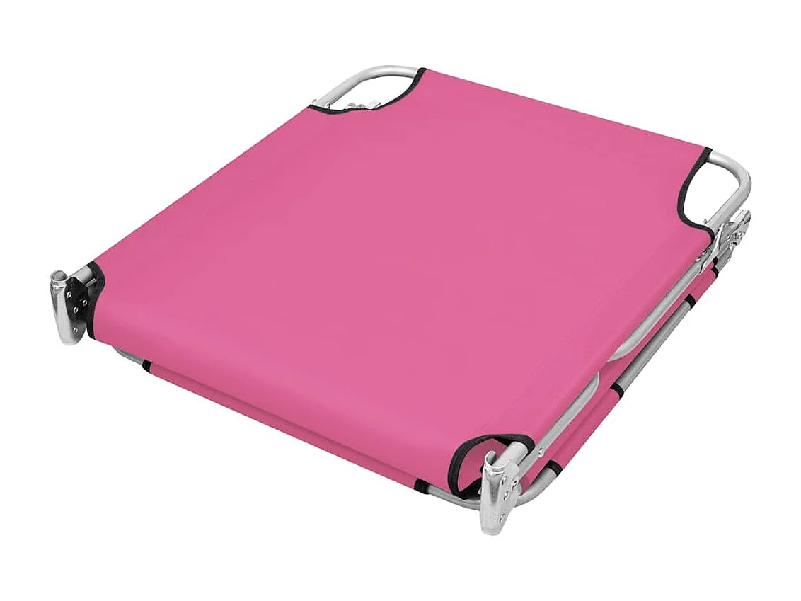 Chaise longue pliable avec coussin de tête Acier Rose magento