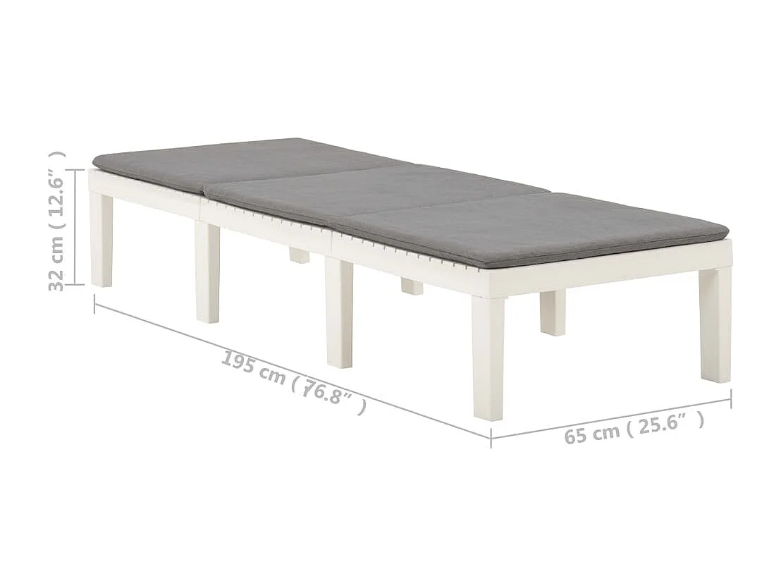 Chaise longue avec coussin Plastique Blanc