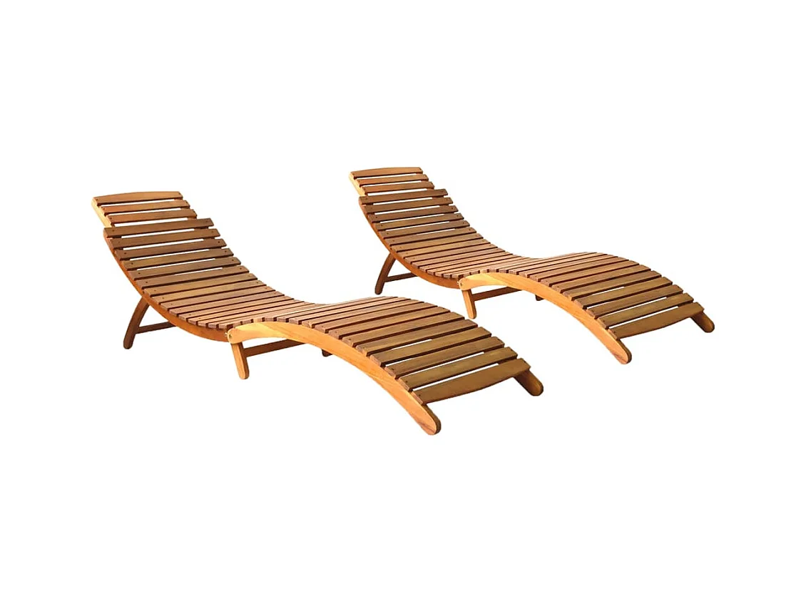 Chaises longues 2 pcs Bois d'acacia solide 4