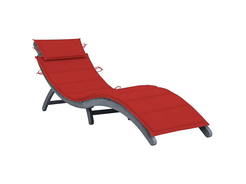 Chaise longue avec coussin Gris Bois d'acacia solide