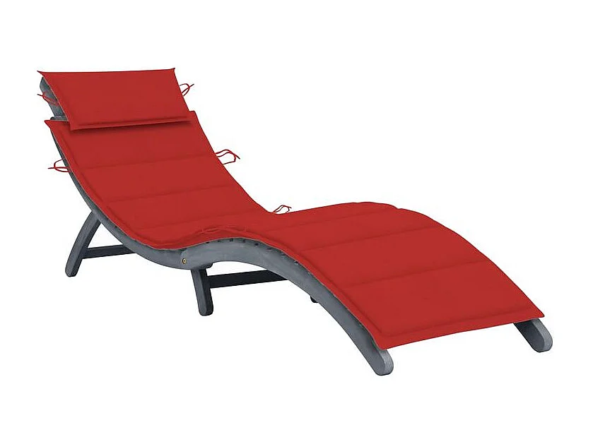 Chaise longue avec coussin Gris Bois d'acacia solide