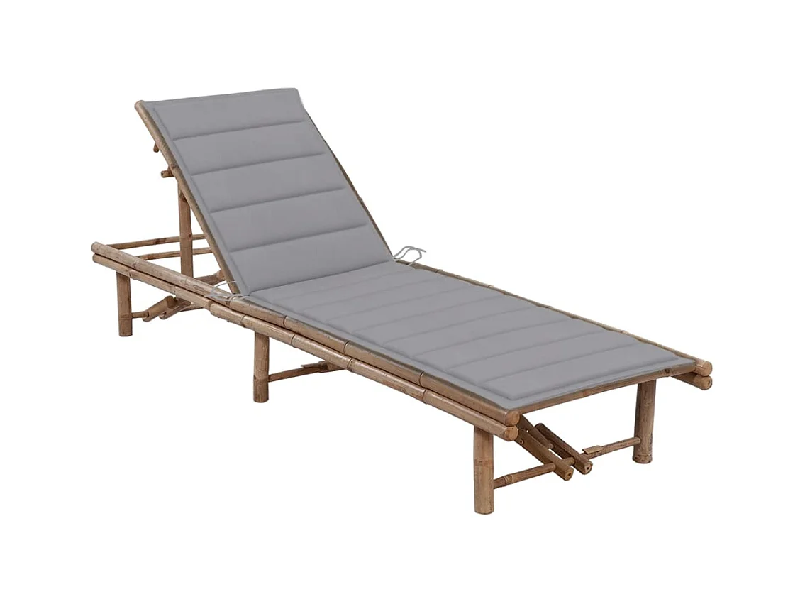 Chaise longue de jardin avec coussin Bambou 2