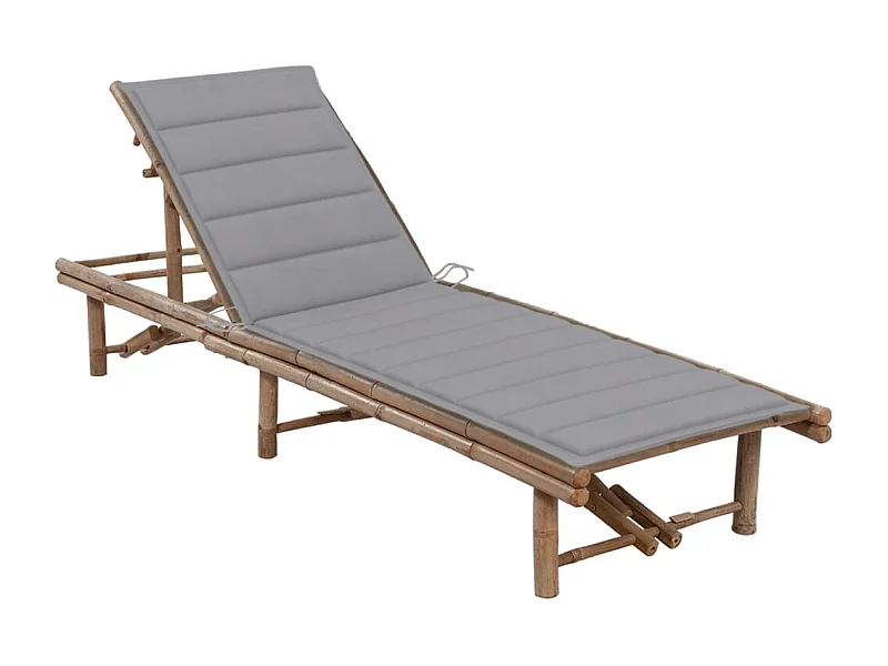 Chaise longue de jardin avec coussin Bambou 2