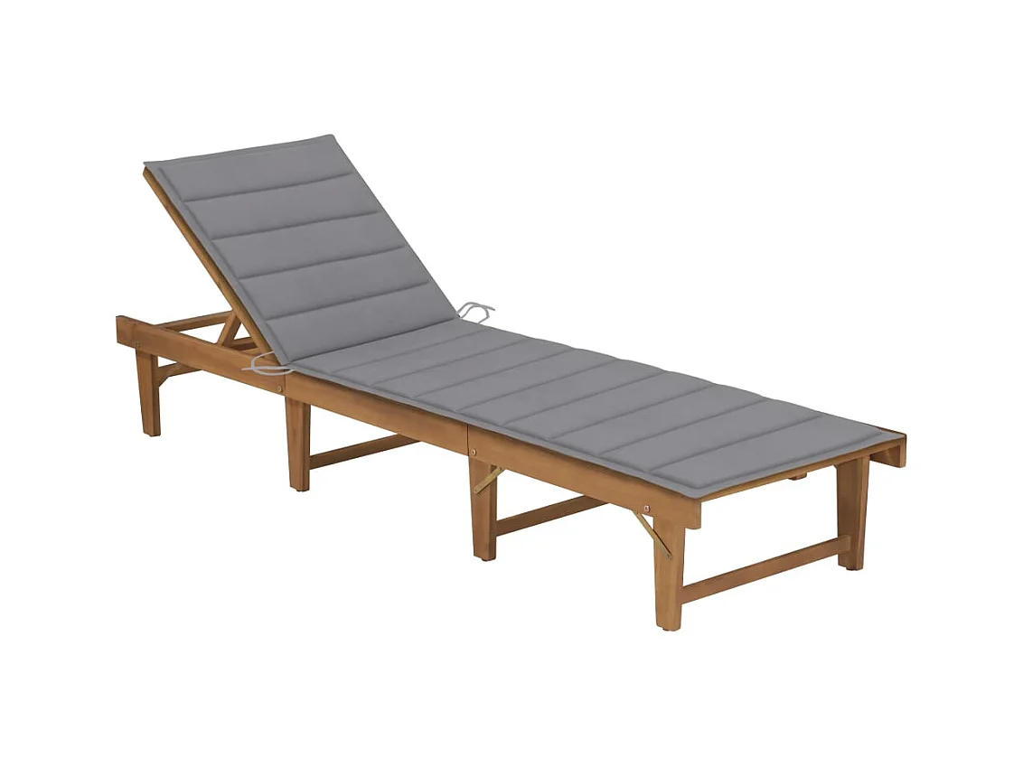Chaise longue pliable avec coussin Bois d'acacia solide 14