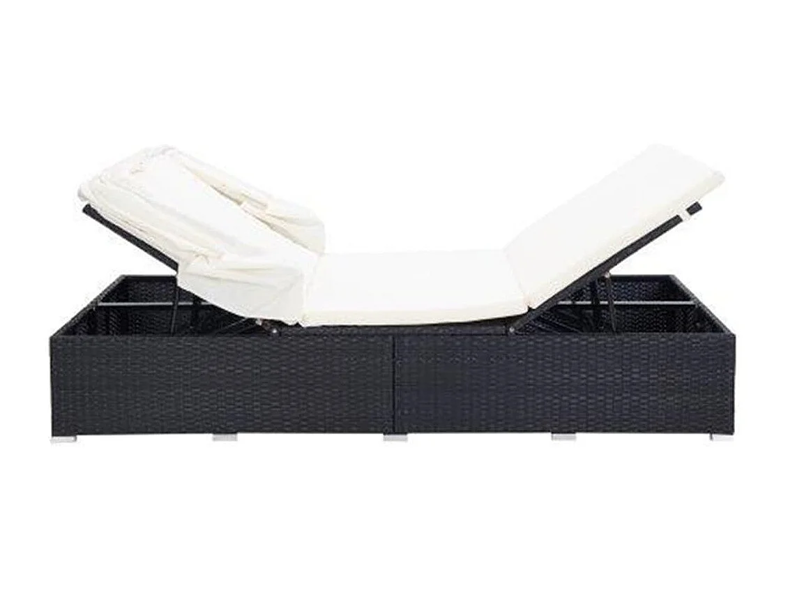 Transat à 2 places avec coussin Résine tressée Noir