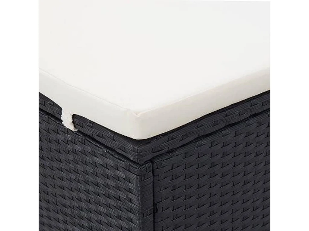 Transat à 2 places avec coussin Résine tressée Noir