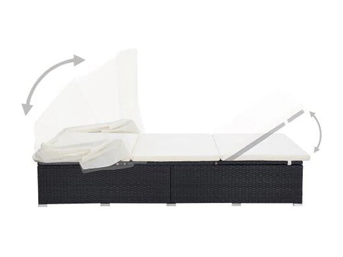 Transat à 2 places avec coussin Résine tressée Noir