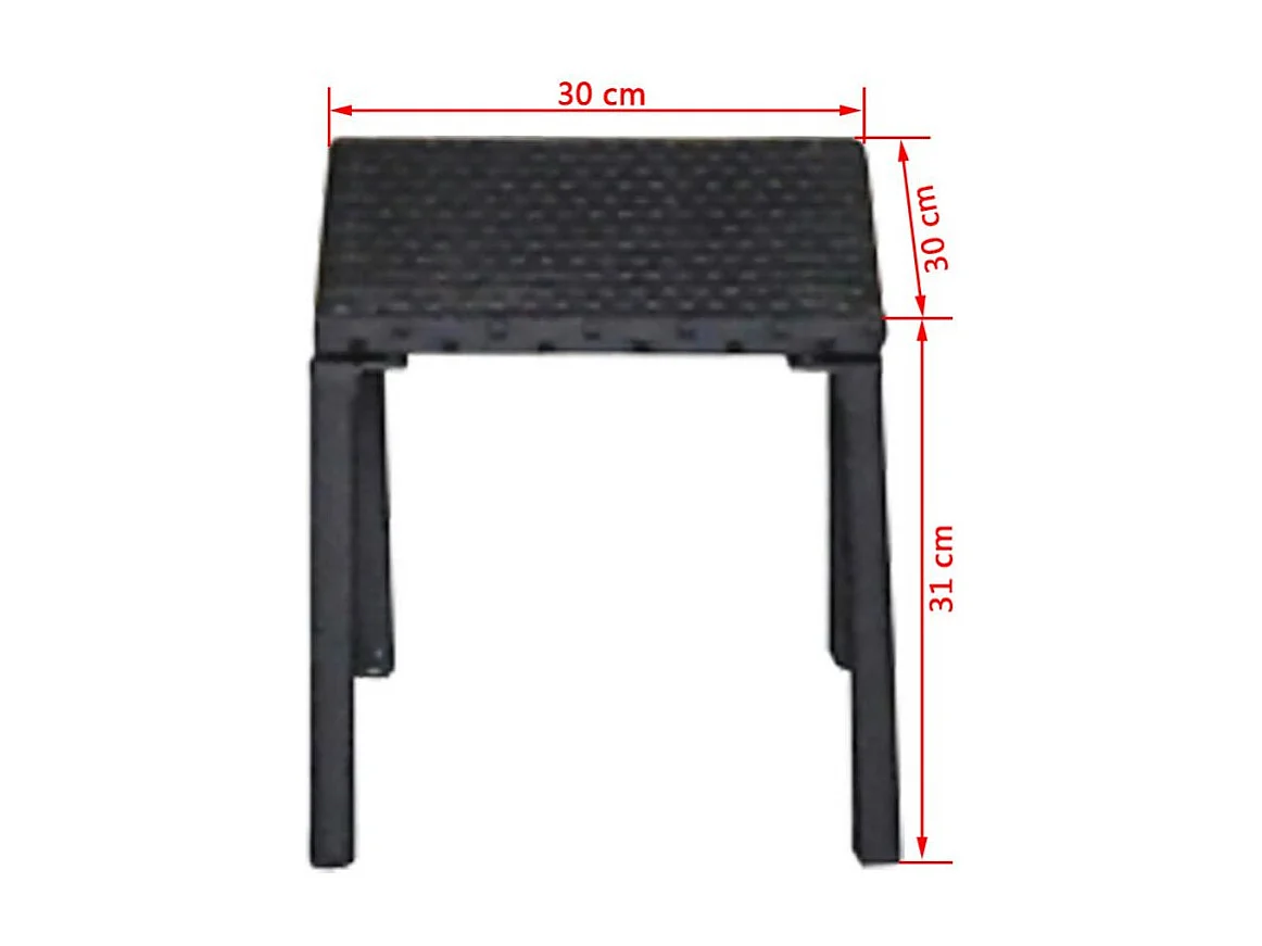 Chaises longues avec table Résine tressée Noir 2