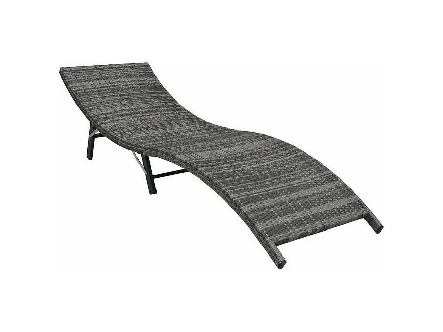 Chaise longue pliable tissu et résine tressée gris Menta