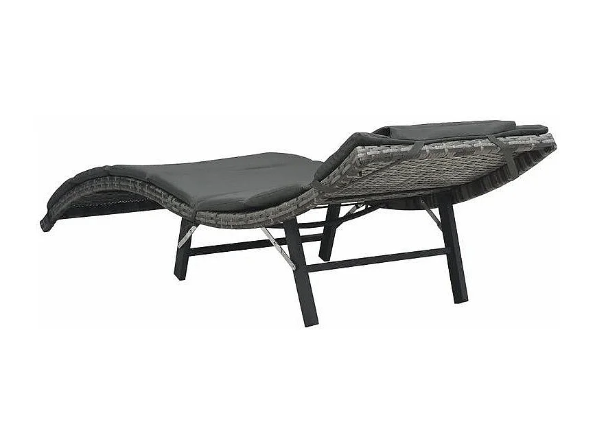 Chaise longue pliable tissu et résine tressée gris Menta