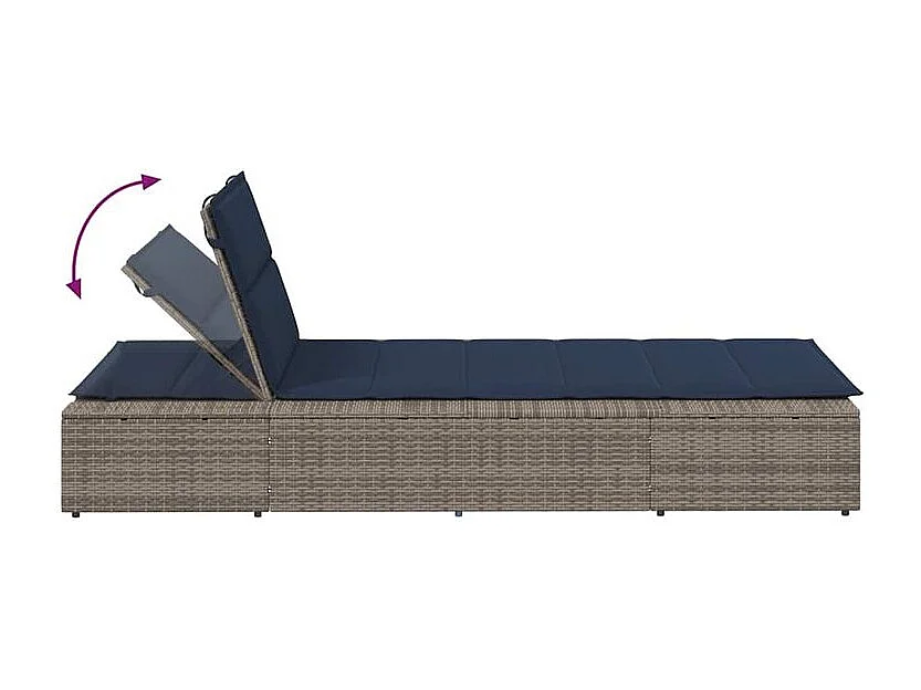 Transat avec coussin flottant gris résine tressée