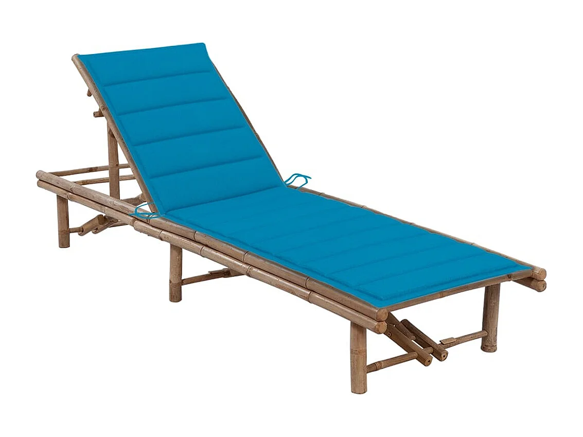 Chaise longue de jardin avec coussin Bambou 5