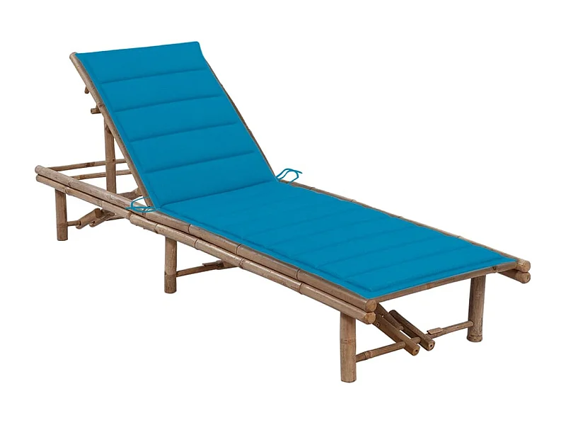 Chaise longue de jardin avec coussin Bambou 5