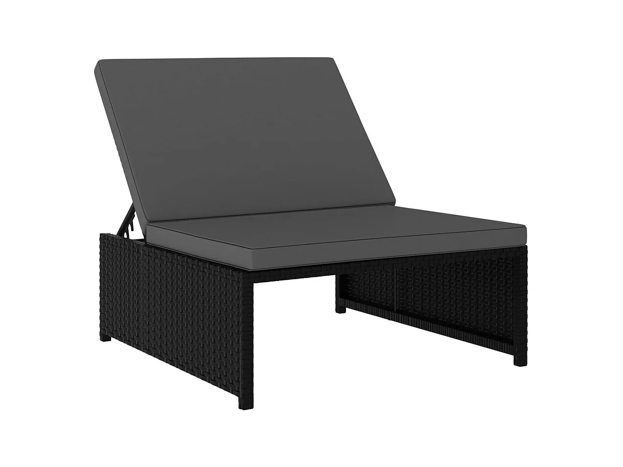 Chaises longues 2 pcs avec table Résine tressée Noir 2